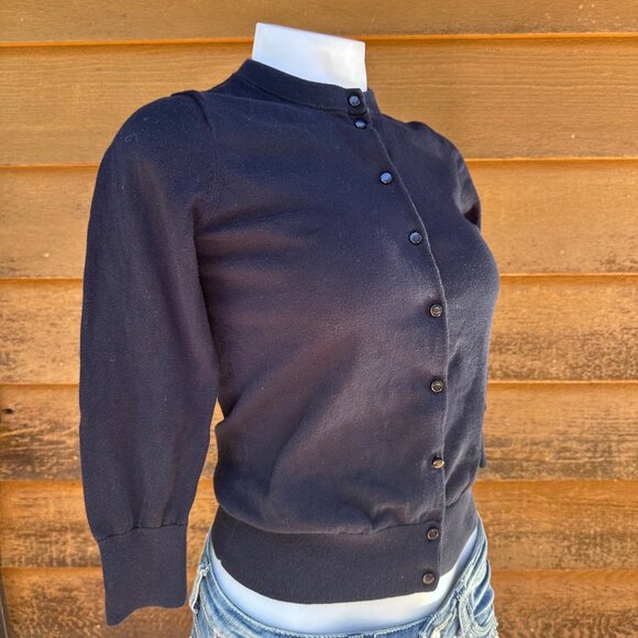 Vintage J.Crew Clare Cardigan Navy Blue Womens Size S 100% Cotton Button-Up Knit - Picture 7 of 10